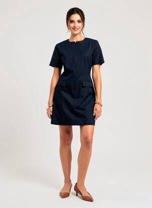 Rochie scurtă mâneci scurte mâneci scurte albastru SELECT femeie