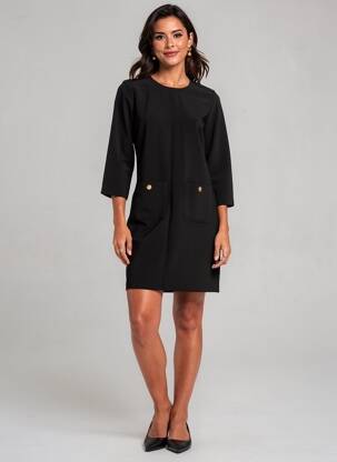 Rochie scurtă închidere cu fermoar la spate mâneci lungi negru MKT STUDIO femeie