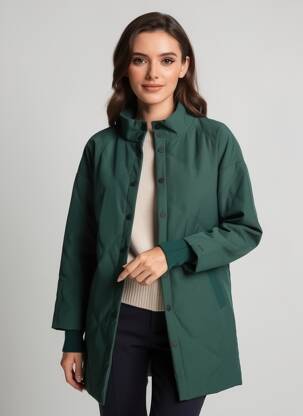 Parka guler col înalt verde SKFK femeie