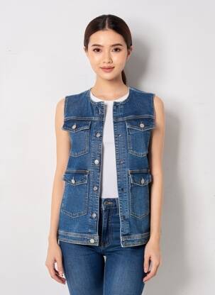 Jachete casual guler rotund albastru SELECTED femeie