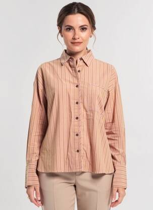 Cămașă țesătură poplin mâneci lungi portocalie MKT STUDIO femeie