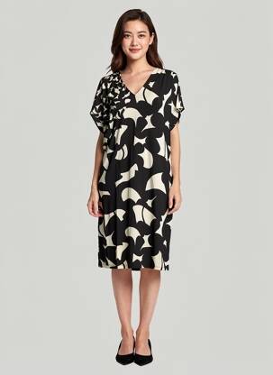 Rochie midi mâneci scurte mâneci scurte negru LUISA VIOLA femeie
