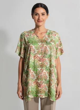 Tunică mâneci scurte croială fluidă verde KYZAA femeie