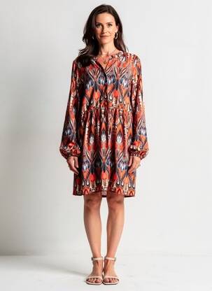 Rochie midi croială fluidă mâneci lungi portocalie CISO femeie