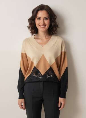 Pulover croială dreaptă mâneci lungi bej TWINSET femeie
