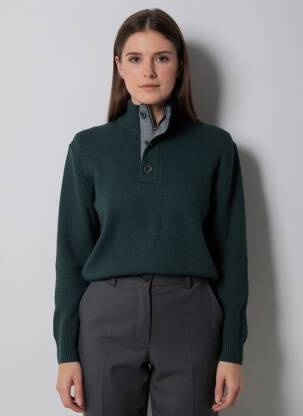 Pulover elasticitate mâneci lungi verde PETROL INDUSTRIES femeie
