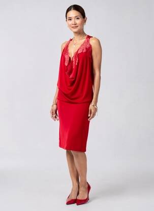 Rochie midi roșu POUPÉE DE SOIE femeie