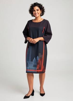 Rochie midi mâneci 3/4 mâneci 3/4 albastru MADO ET LES AUTRES femeie
