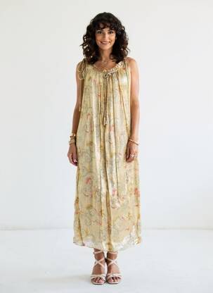 Rochie lungă imprimeu floral bretele subțiri bej MAISON HOTEL femeie