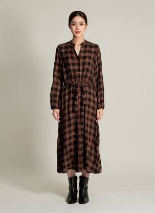 Rochie lungă mâneci lungi mâneci lungi maro LA FEE MARABOUTEE femeie