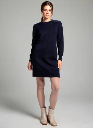 Rochie pulover elasticitate mâneci lungi albastru GAP femeie