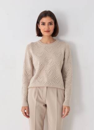 Pulover țesătură melanj mâneci lungi maro H&M femeie