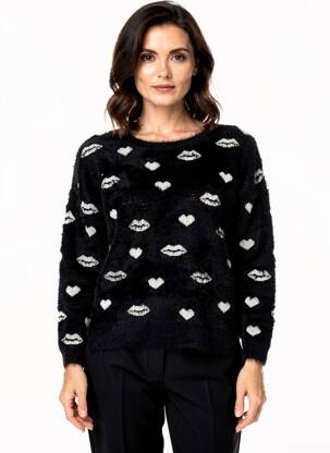 Pulover decolteu bărcuță mâneci 3/4 negru MOLLY BRACKEN femeie