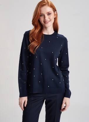 Pulover strânsă pe partea de jos mâneci lungi albastru THE KOOPLES femeie