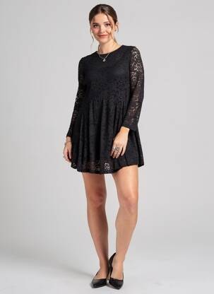 Rochie scurtă închidere cu fermoar la spate mâneci lungi negru CHICWISH femeie