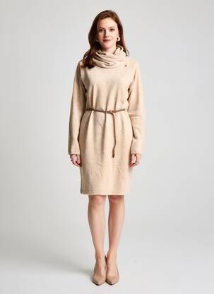 Rochie midi imprimeu fantezie mâneci lungi bej RAGWEAR femeie