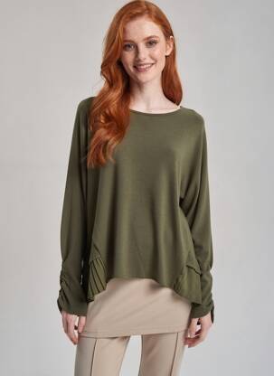 Pulover croială cambrată mâneci lungi verde TIFFOSI femeie