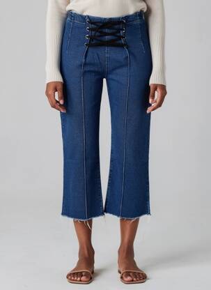 Pantalon 7/8 talie înaltă talie înaltă albastru LAAGAM femeie