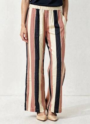 Pantalon larg țesătură poplin mărime normală bej TOMMY HILFIGER femeie