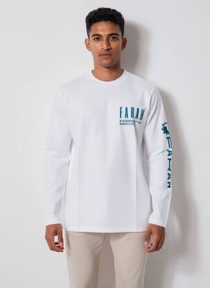 Tricou guler rotund alb FARAH bărbat