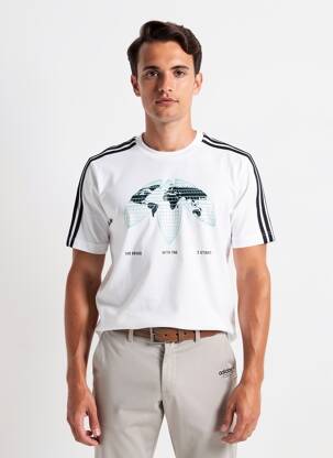 Tricou guler rotund alb ADIDAS bărbat