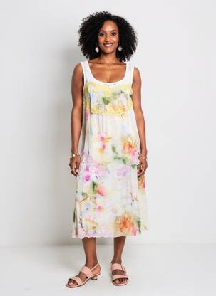 Rochie midi croială fluidă fără mâneci alb ELISA CAVALETTI femeie
