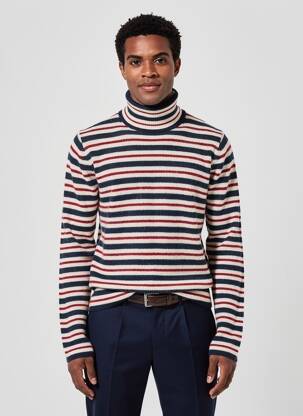 Pulover cu guler înalt croială cambrată mâneci lungi albastru TOMMY HILFIGER bărbat