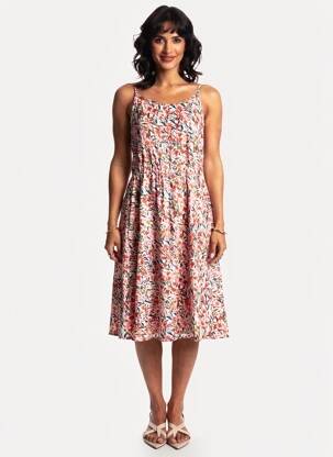 Rochie midi imprimeu floral bretele subțiri portocaliu MOLLY BRACKEN femeie