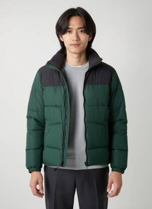 Geacă matlasată guler col înalt verde JACK & JONES bărbat