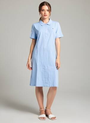 Rochie midi mâneci scurte mâneci scurte albastru TOMMY HILFIGER femeie