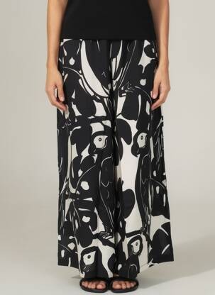 Pantalon larg negru G!OZE femeie