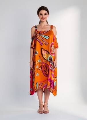 Rochie midi portocalie G!OZE femeie
