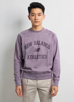 Pulover guler rotund mâneci lungi violet NEW BALANCE bărbat