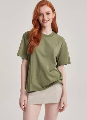 Tricou croială dreaptă mâneci scurte verde NEW BALANCE femeie