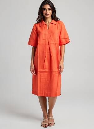 Rochie midi portocalie MALOKA femeie