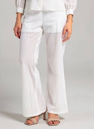 Pantalon evazat alb PAUL BRIAL femeie