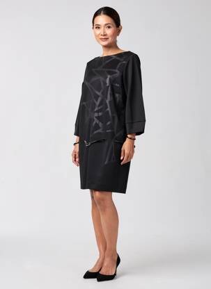 Rochie scurtă mâneci 3/4 mâneci 3/4 negru COP COPINE femeie