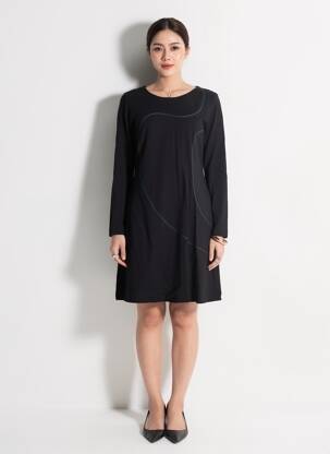 Rochie midi mâneci lungi mâneci lungi negru COP COPINE femeie