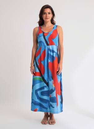 Rochie lungă albastru MALOKA femeie