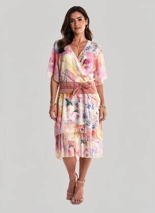Rochie midi roz PAUL BRIAL femeie