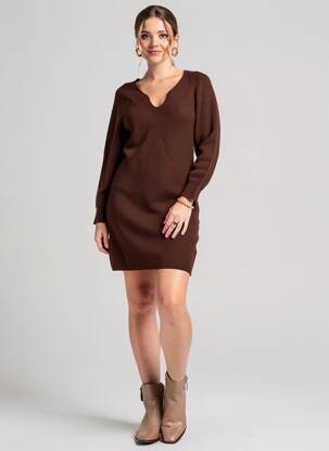 Rochie pulover maro MANGO femeie