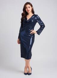 Rochie midi albastru NOOR BY NORA GHARIB femeie