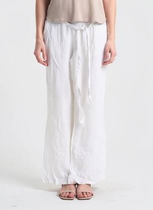 Pantalon drept țesătură poplin mărime normală alb GUESS femeie