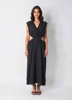 Rochie lungă negru MANGO femeie