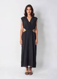 Rochie lungă negru MANGO femeie