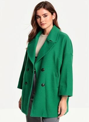 Palton scurt buzunare fără glugă verde LES PETITES... femeie