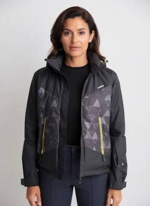 Geacă matlasată mâneci lungi cu glugă negru DECATHLON femeie