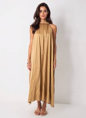 Rochie lungă maro DIXIE femeie