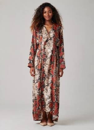 Rochie lungă negru MANGO femeie