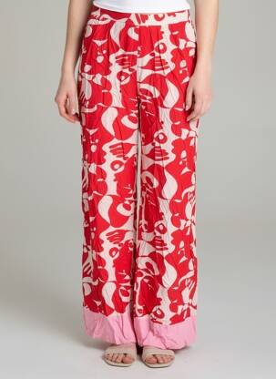 Pantalon larg roșu VILA femeie